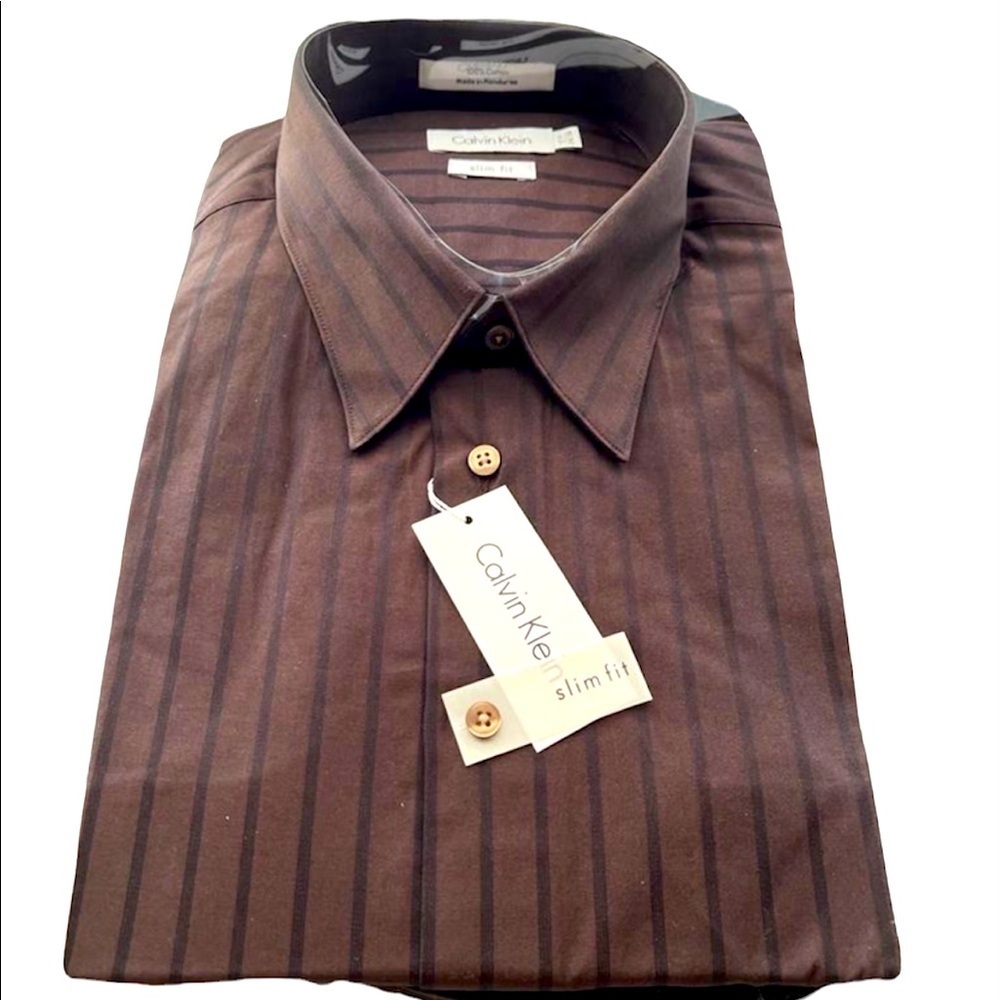 NWT Calvin Kline Mens button down Shirt Slim Fit Size 17.5